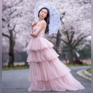 Pink Photoshoot Tulle Strapless Stretchy Bustierre Dress
